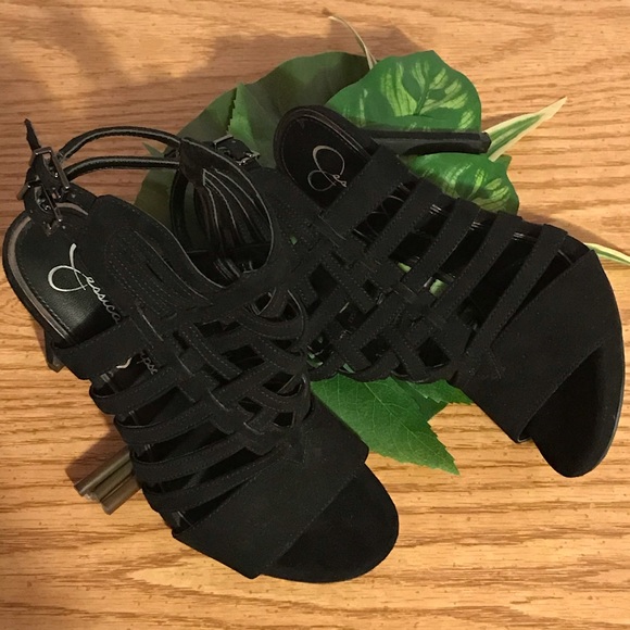 JESSICA SIMPSON Black Suede Strappy Sandals - Picture 2 of 6